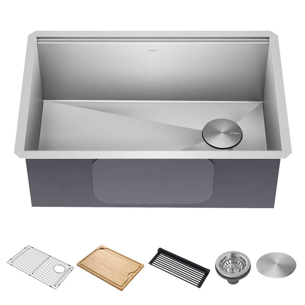 with Gauge 28Undermount Workstation Kore Kitchen Steel Accessories Stainless Single 16 Bowl Sink Kraus