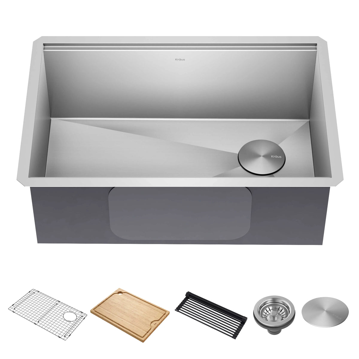 with Gauge 28Undermount Workstation Kore Kitchen Steel Accessories Stainless Single 16 Bowl Sink Kraus
