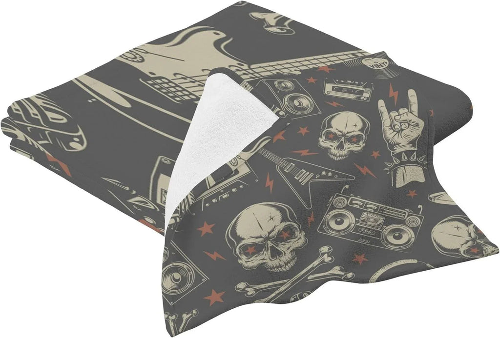 Machine Washable Pure Skull Absorbent Towel Instrument Yoga, Pack Soft Highly Bath Towels Rock Cotton for Set, Travel（420） Pool,Sports, 2 Bestwell