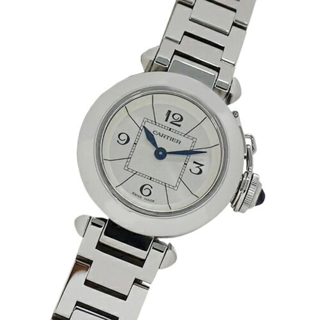 SS, Polished Miss Stainless Watch, Silver, (Good) Pasha W3140007, Steel, Cartier Pre-Owned Ladies Quartz,