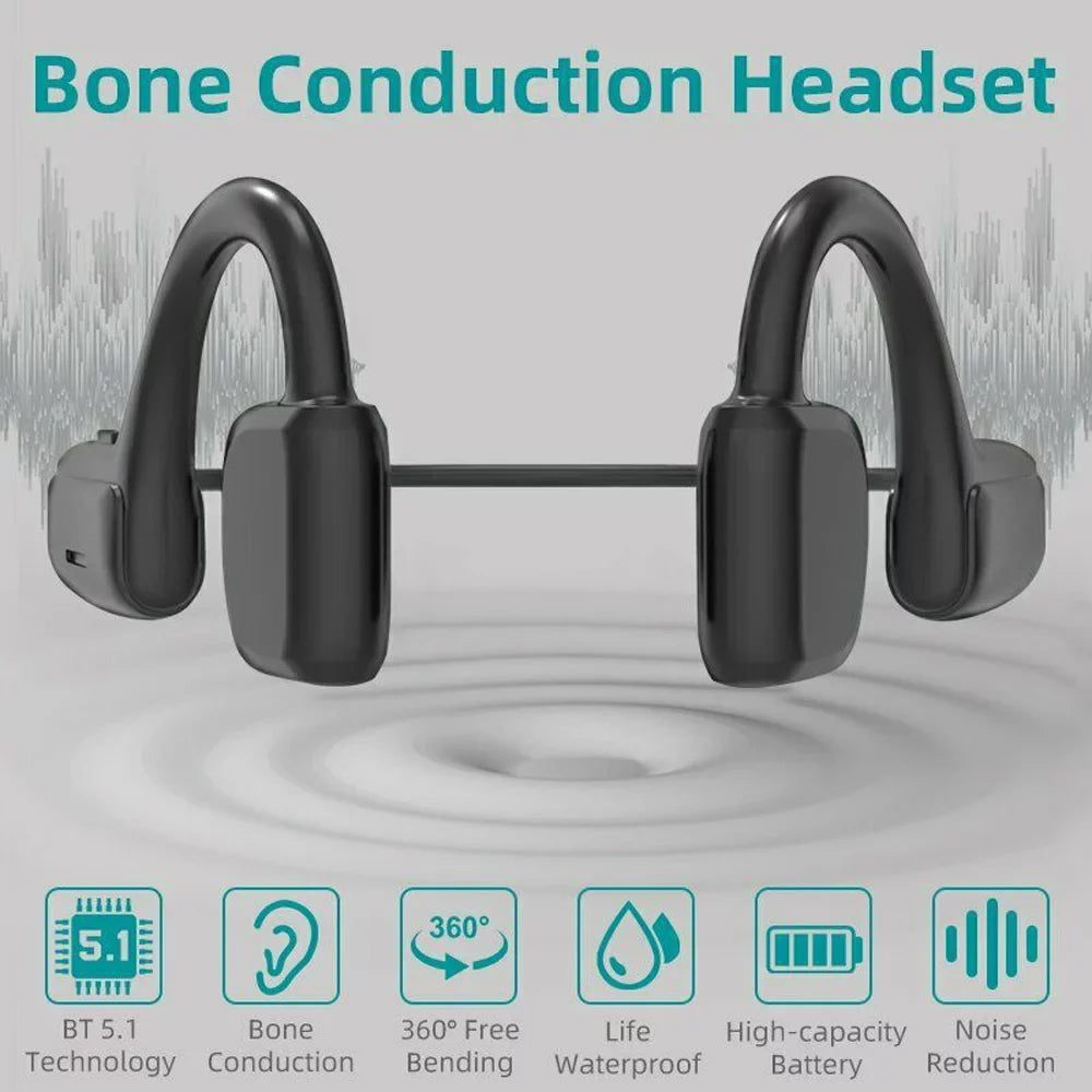 Headset Headphones 5.1 Sport exterior Bluetooth Conduction Wireless Bone Earbuds