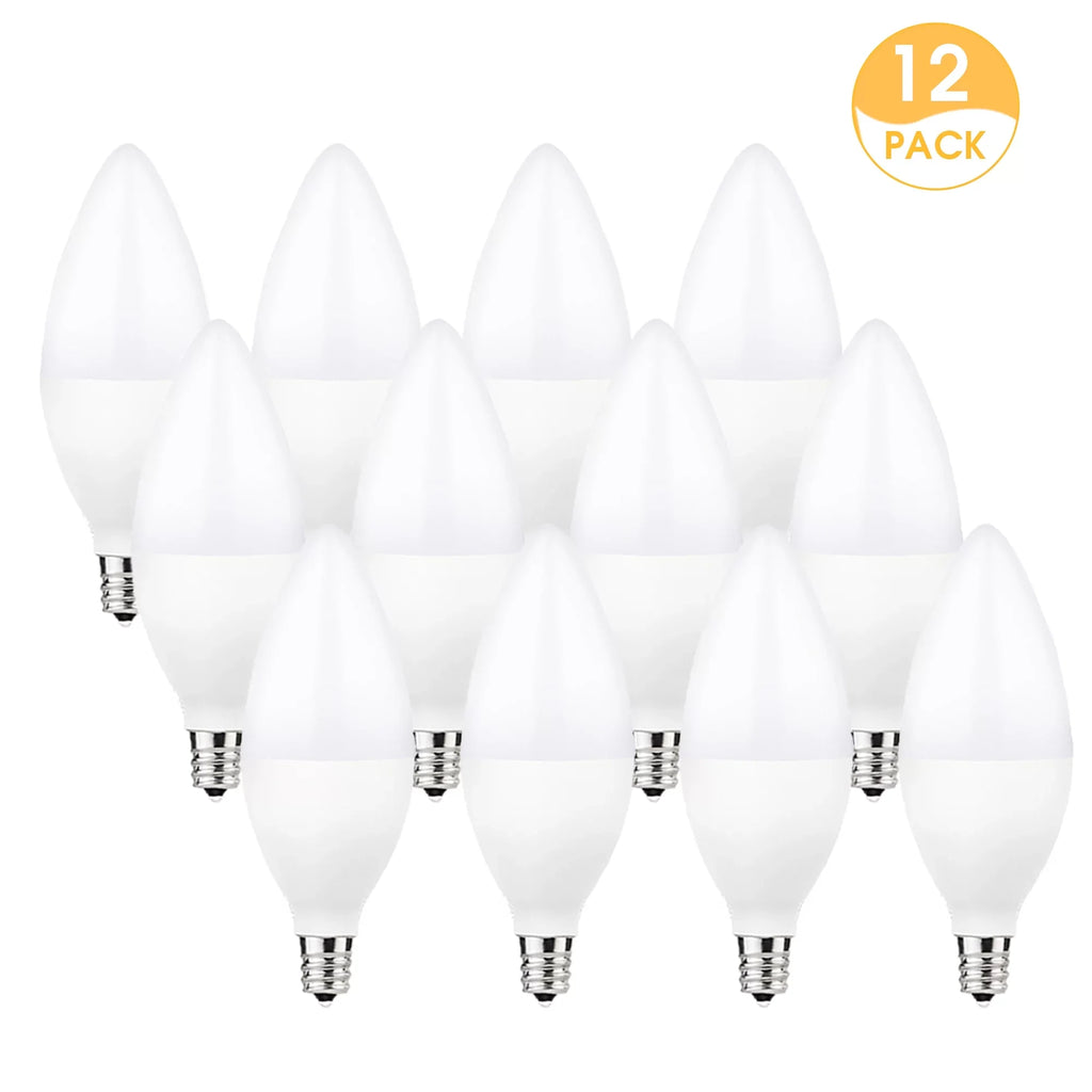 5000K, Watts), Dimmable, LED E12 Candelabra 60W Dimmable, Chandelier, White Bulbs, 550LM, for Equivalent(6 Ceiling Pack 12 Daylight Fan, Light