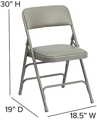 Metal HERCULES Series 4 Pack Braced Hinged Chair Gray & Curved Folding Vinyl Double Triple