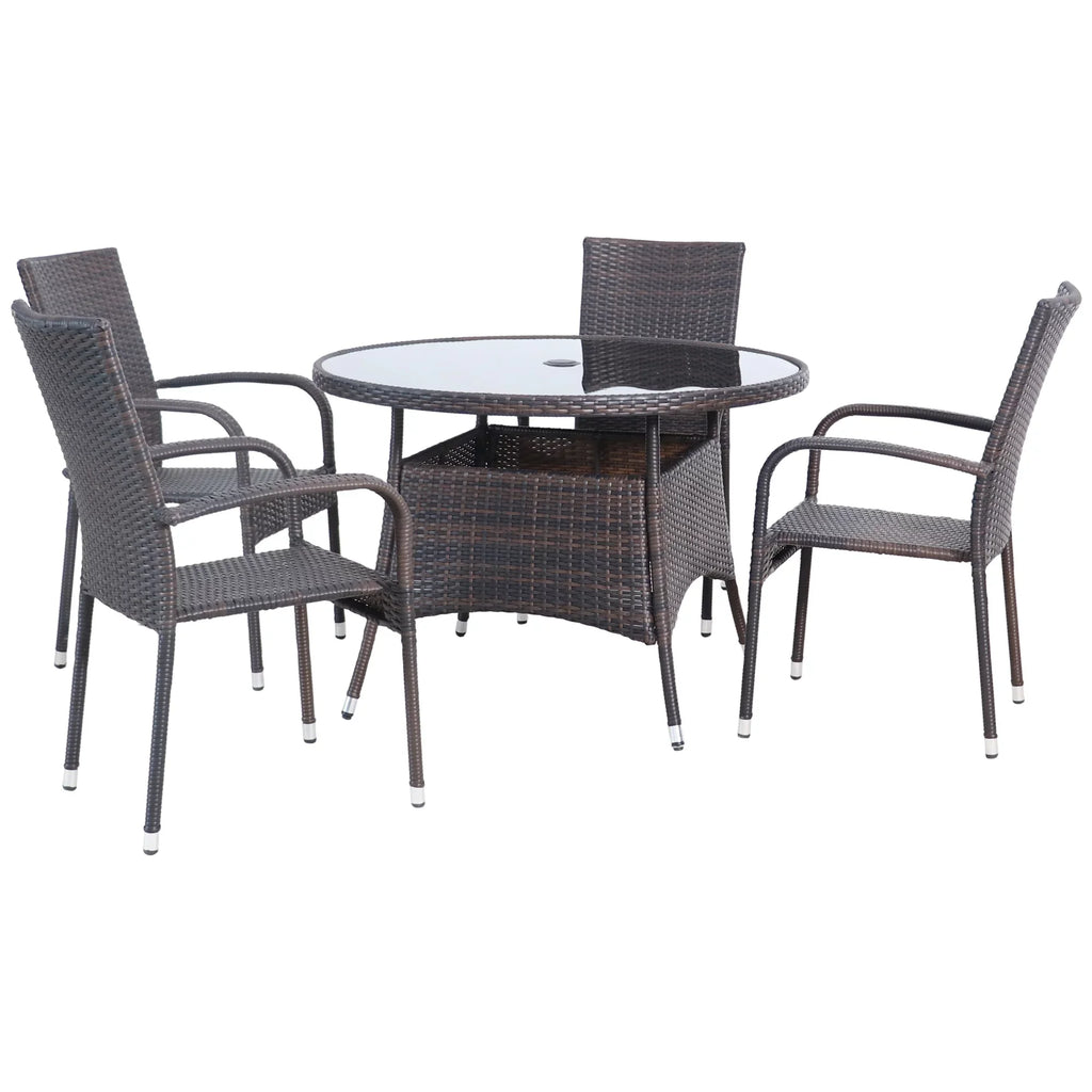 Northlight Set Brown Venice 5-Piece Dining Resin Patio exterior Wicker Woven