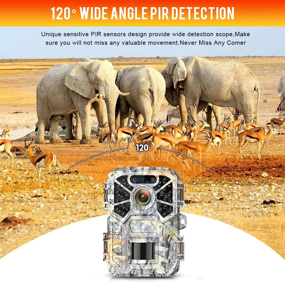 with Wide Surveillance, with 2 Game Waterproof Monitoring, 120° Angle Pack Trail Wildlife Camera 30MP Camera, Vision Hunting Lens Night Monitor 2k Trail Farm Infrared