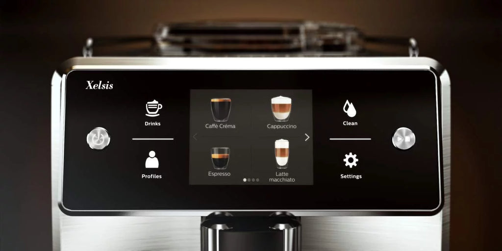 Xelsis Automatic Espresso Titanium Front Saeco Super SM7684/04 Machine, Metal