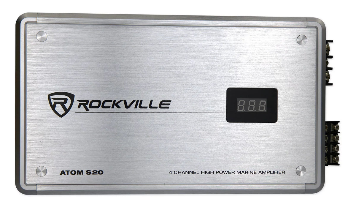 ATV/UTV Meter+Mic ATOM Rockville Amplifier For 4 Channel Bluetooth S20 w/Volt