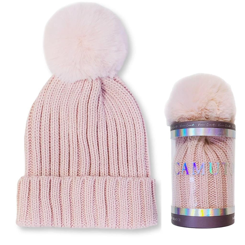 Beanie Pom Gift with Box Hat Winter Vince Camuto Fur Women's Faux