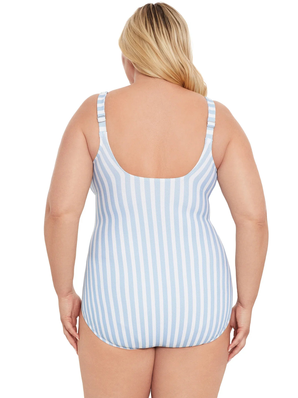 Sizes Swimsuit, XS-3X Women's Piece One Square Pique Tru and Time Neck