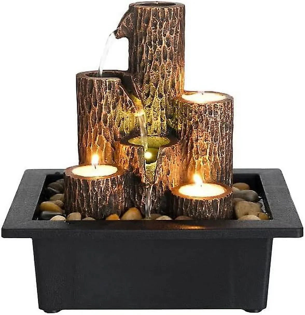 Function Lights Waterfall Tabletop With Warm Fountain Color Led