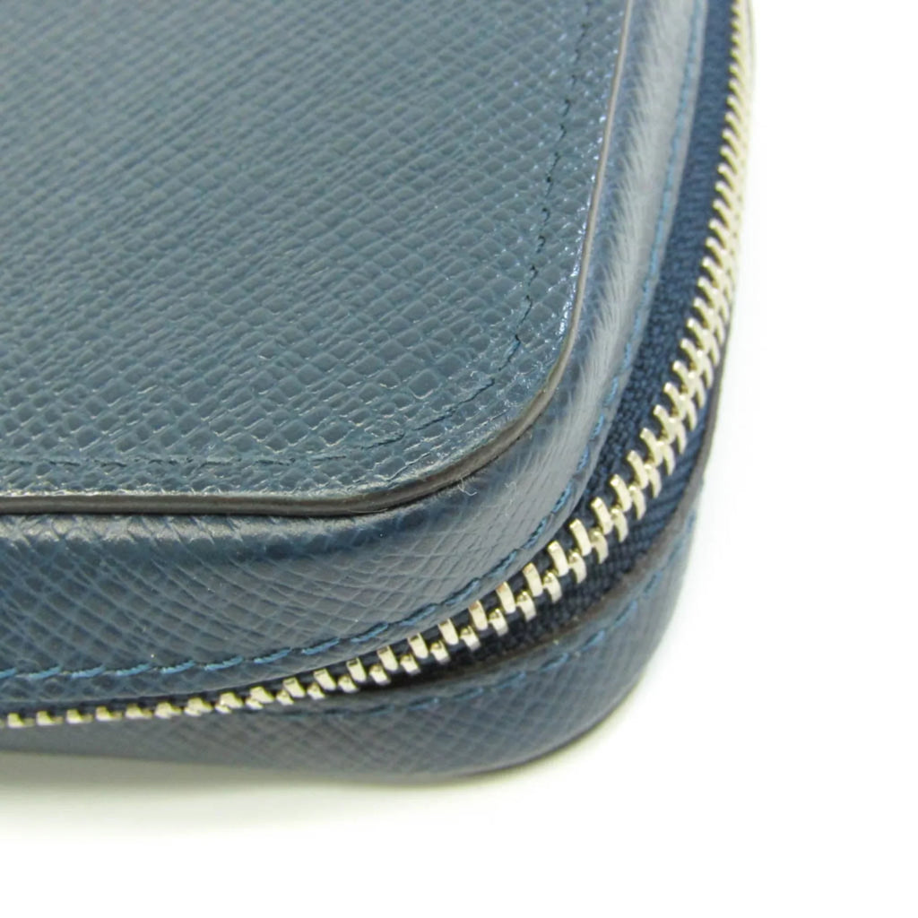Men's Leather Taiga Wallet XL Blue Taiga (Good) Pre-Owned M64019 Zippy (bi-fold) Long Navy