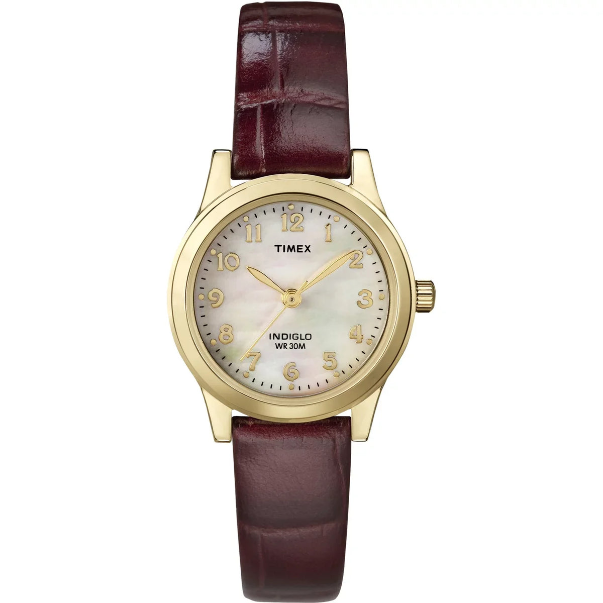 Women's Avenue Timex outfit Essex Strap Gold/Burgundy/MOP Leather Watch, 25mm