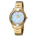 Quartz Swiss Made Bracelet Silver Watch Gold Dial with Womens