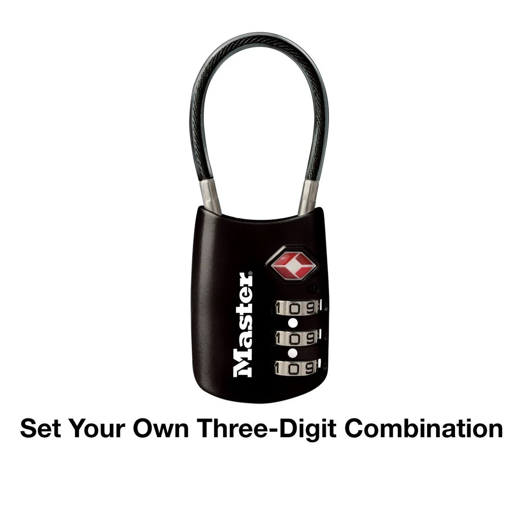 Own (30mm) 1-3/16in Your Lock with Wide Shackle; Set Luggage Flexible Combination TSA-Accepted Black