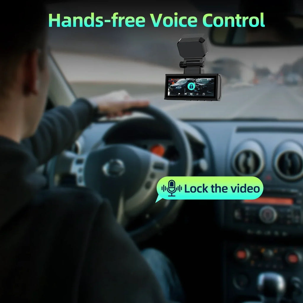 SD Commands, Dash with 3.16" Night for Card, and 5Ghz Dual Camera,Voice APP Rear Cars G-Sensor, Front Dash Car Vision Touch Screen GPS, Wifi 4K+4K Camera Cam 128G TOGUARD