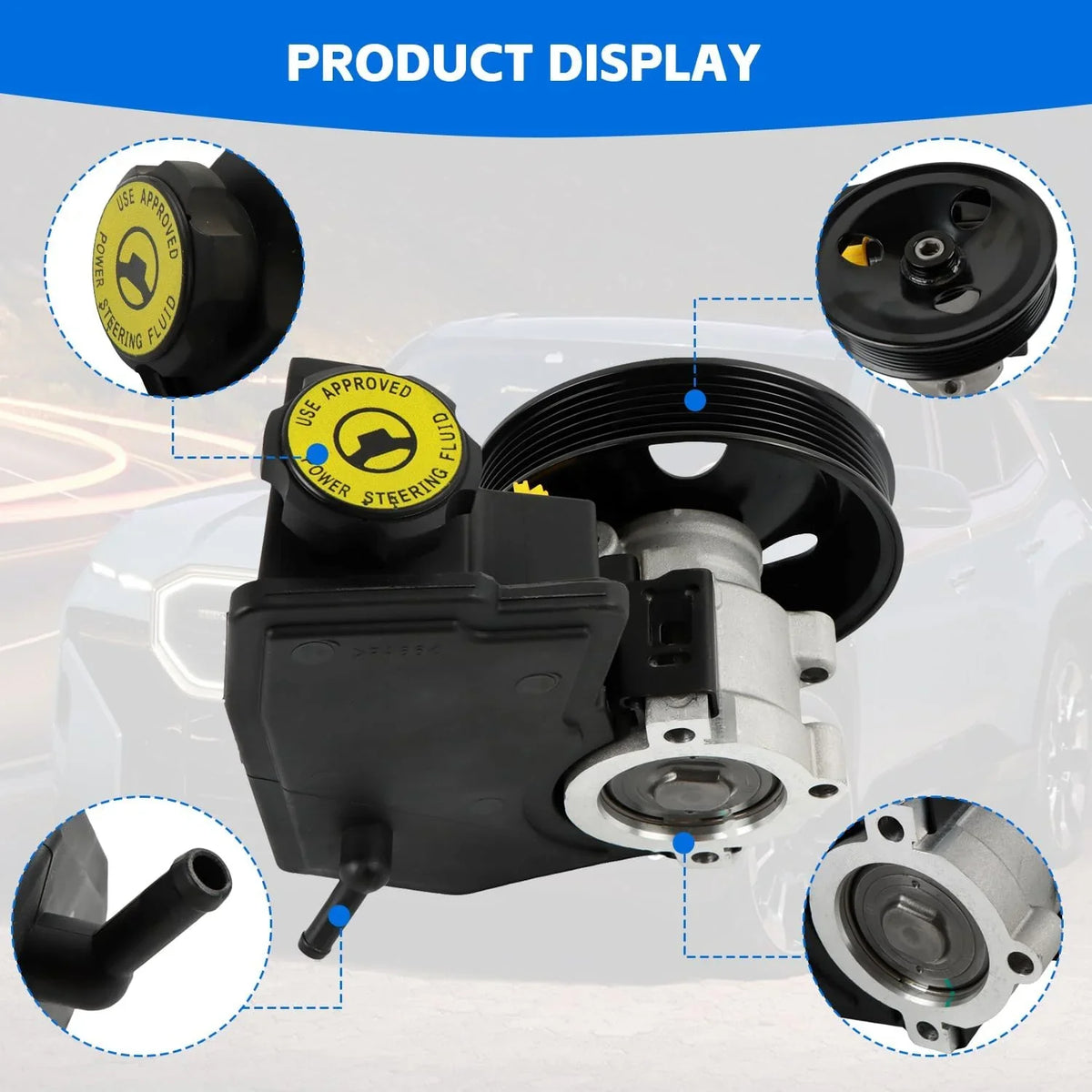Wrangler 20-38771 1998-2003 Pump Aftermarket Pump 4.0L, 86-00274, RL087871AE, PANGOLIN Jeep-Cherokee XJ Auto AD55-7140 Power Steering Fits 1997-2001 L6 L6 for Parts 4.0L