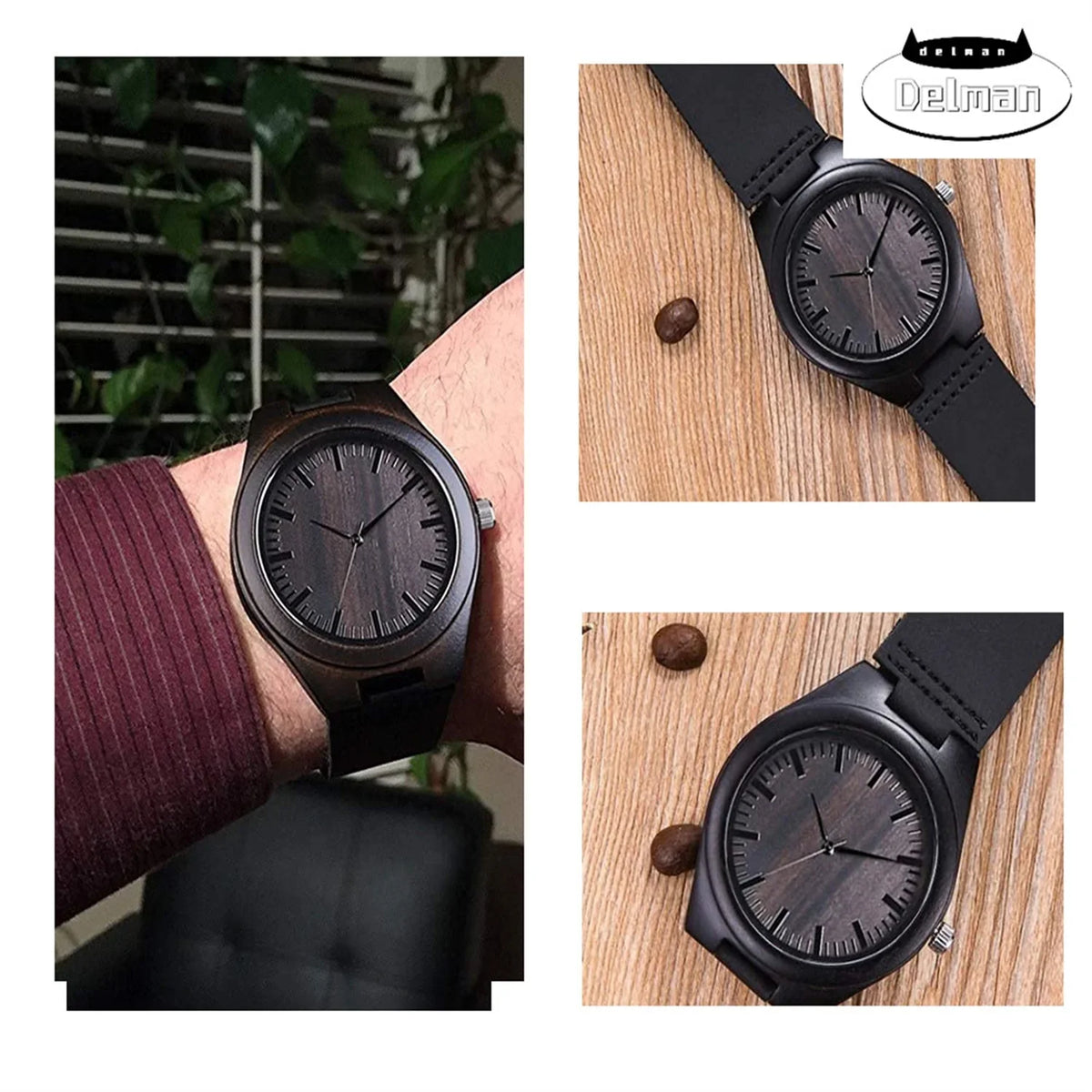 Wood Customized Watch, Family for Mom Husband Women Handmade Wife Casual Men Wooden Dad Watch Engraved Son