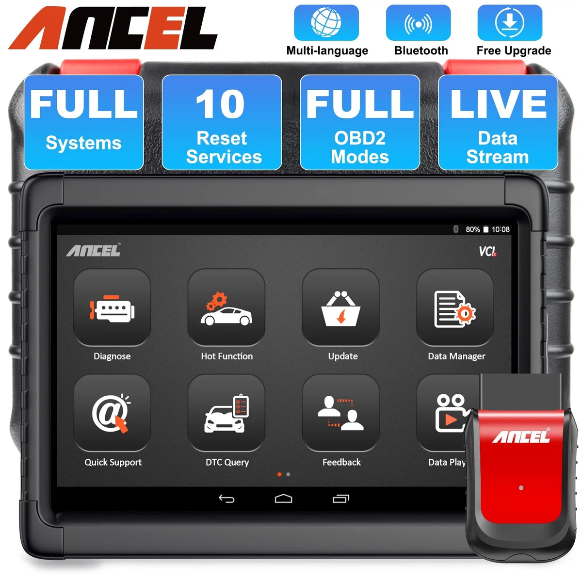 System Services OBD X6 Code Tool Tablet Automotive Scan ANCEL Car 10 Scan Reset Diagnostic All Bluetooth Scanner Live OBD2 Diagnostic Automotive Bi-direactional Auto Data Scanner VIN Car Reader EOBD
