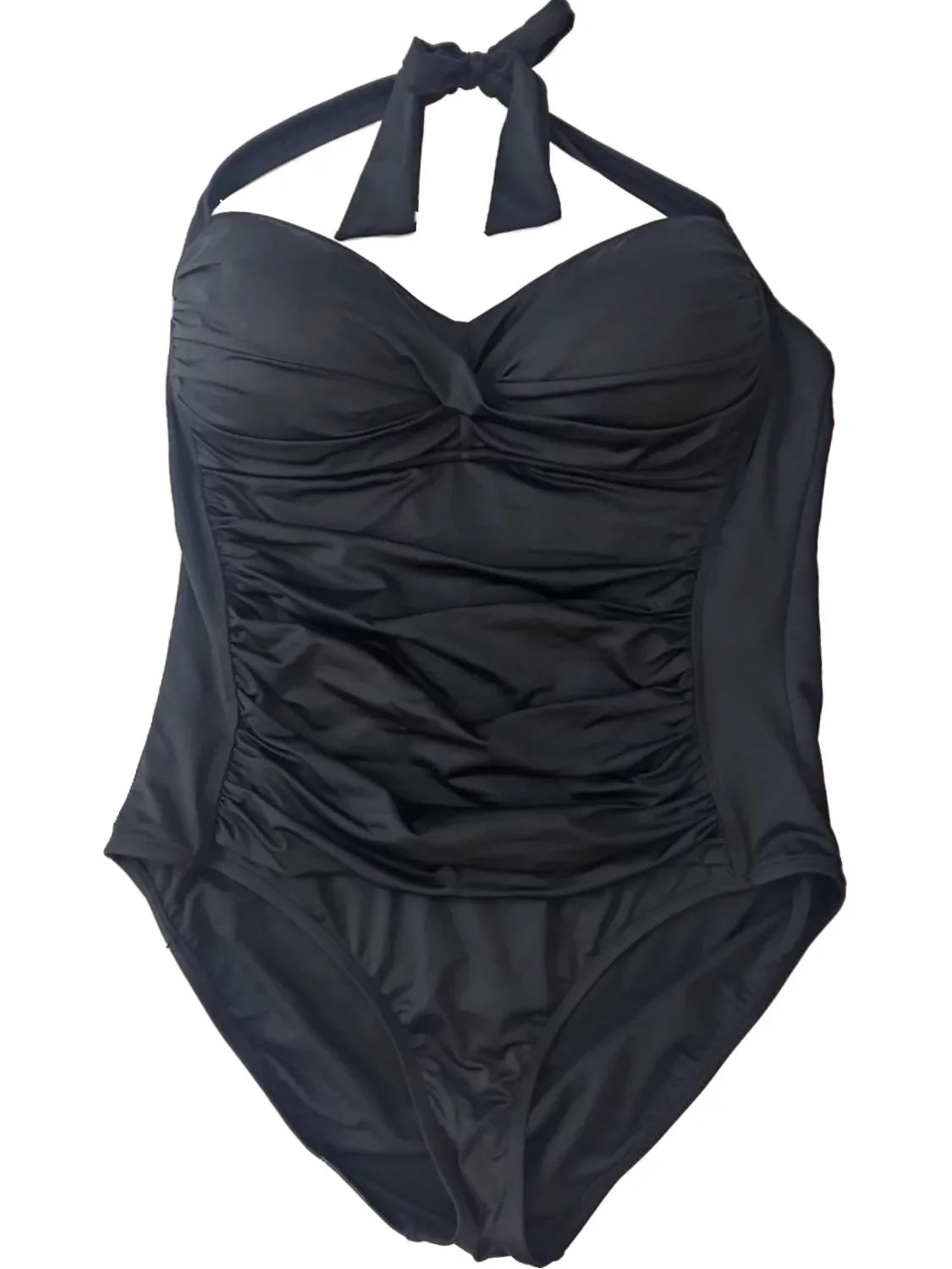 Womens Swimming White One Liz Top Suit Piece Halter Black Claiborne