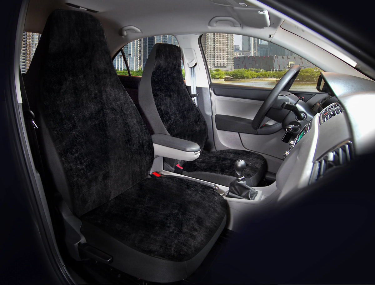 Seat Fit, Polyester 2002SC101 Faux Back Drive Covers High Black, Universal 2 Soft Car Fur Piece Auto