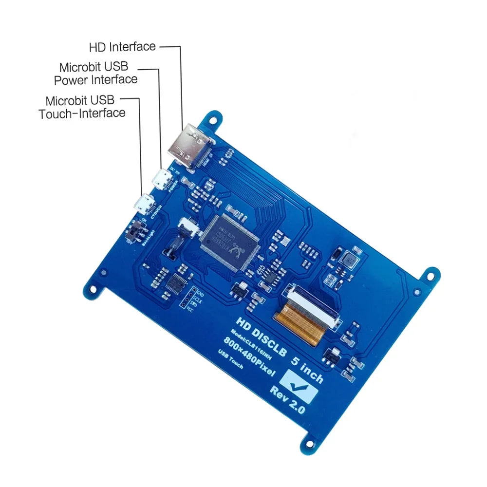 with Small Portable USB moobody Pi Interface Resolution Display Compatible 800*480 with Inch Tool 5 Touchscreen Capacitive Raspberry
