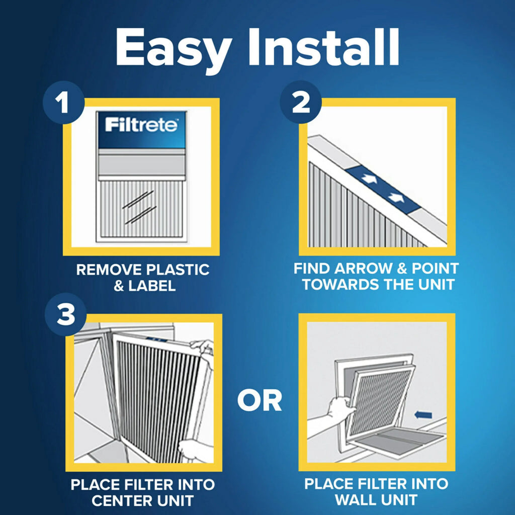 Filtrete 16x16x1 Air 1200 Odor 4 Reduction, Allergen Filters MERV 11, MPR Filter, Plus