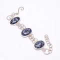 Snowflake Black 925 7.99", B_9205_388_14 Snowflake -Utah Bracelet Silver Obsidian Bracelet Obsidian Plated Adjustable