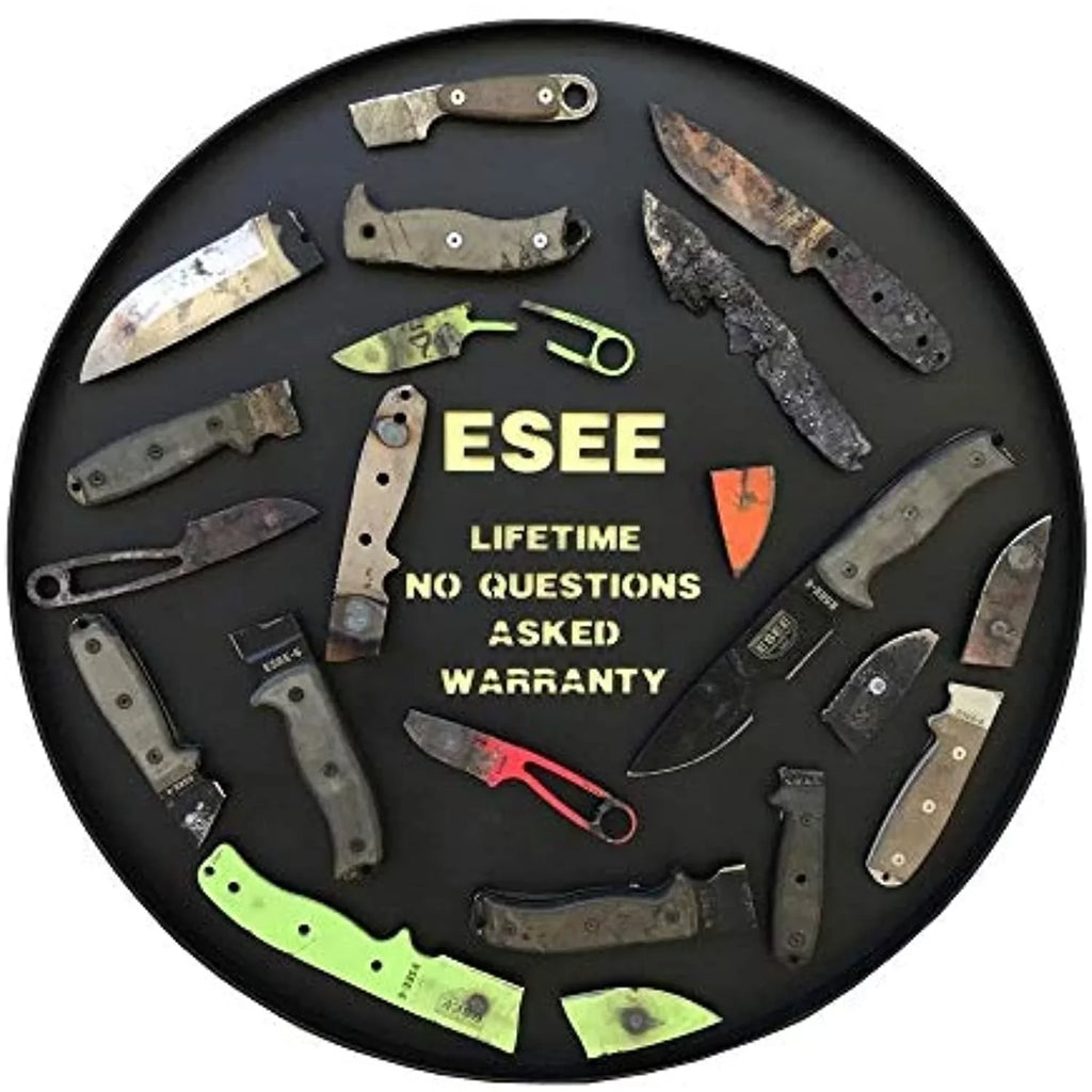 ESEE Knives 5S-E Fixed Black Natural Steel Knife Blade Micarta Serrated Carbon & 1095
