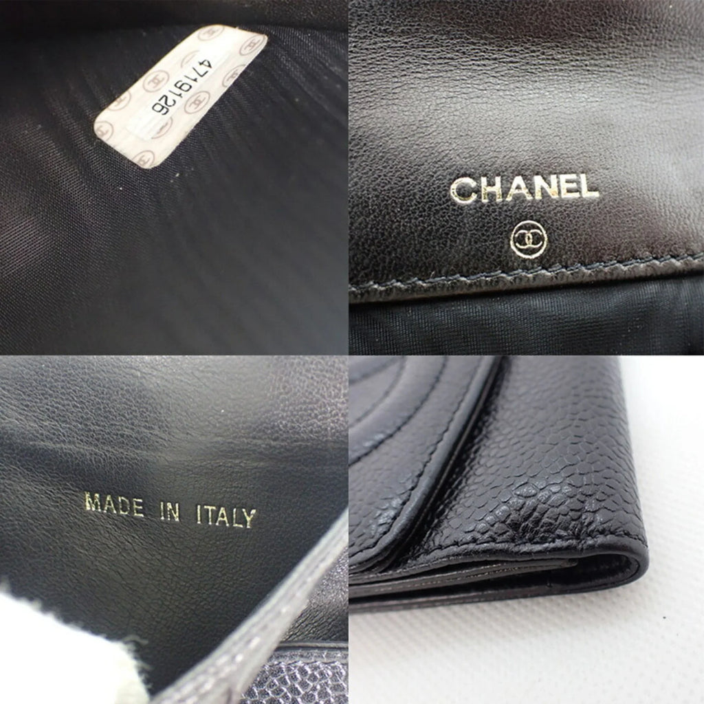 wallet skin Pre-Owned black trifold (Good) caviar