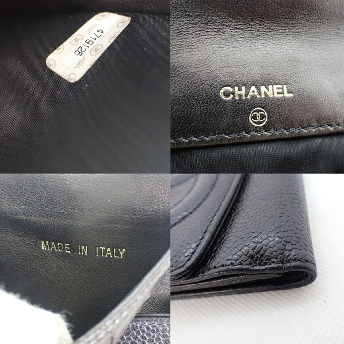wallet skin Pre-Owned black trifold (Good) caviar