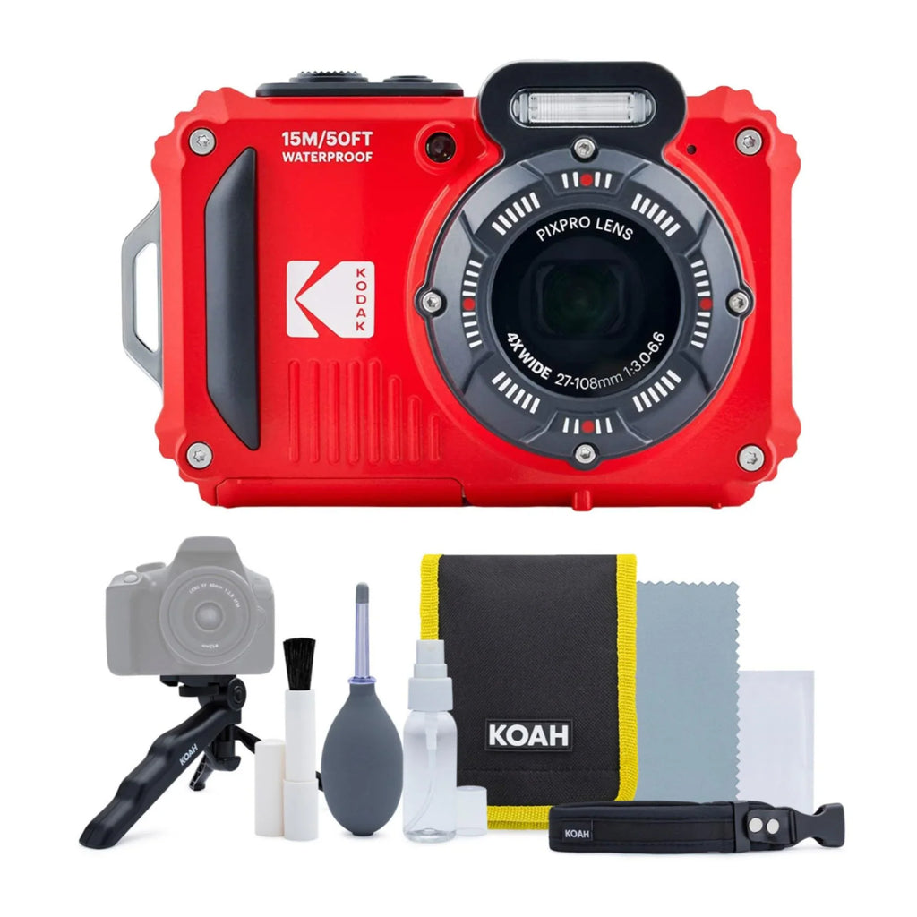 Kodak Shockproof Bundle LCD Pixpro 16MP Camera 2.7-Inch WPZ2 4x (Red) Waterproof