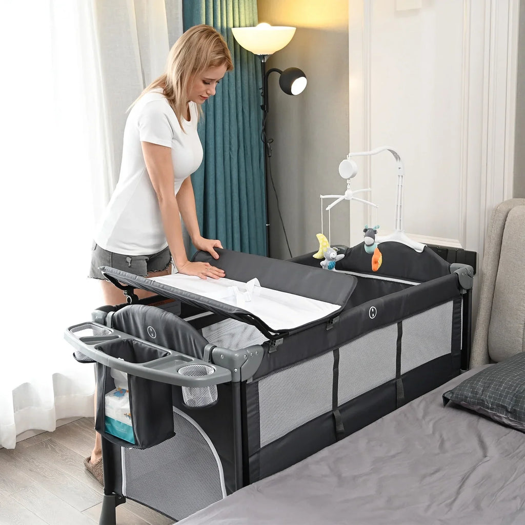 Bassinet Playpen Crib 5-In-1 Playard, Kerrogee Bed 29.9"H Convertible - TECHNOLOGY x BENTON 49.6"L x 27.6"W Portable Side Infant