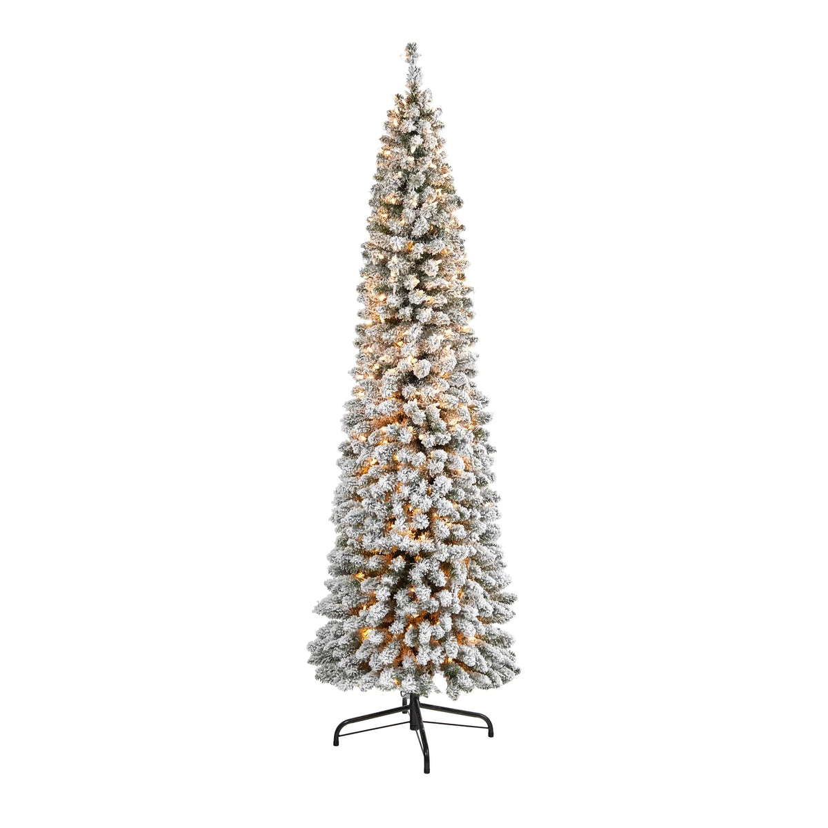 Pencil 400 Natural Christmas Prelit Tree Flocked White Clear 7' Lights Artificial Nearly