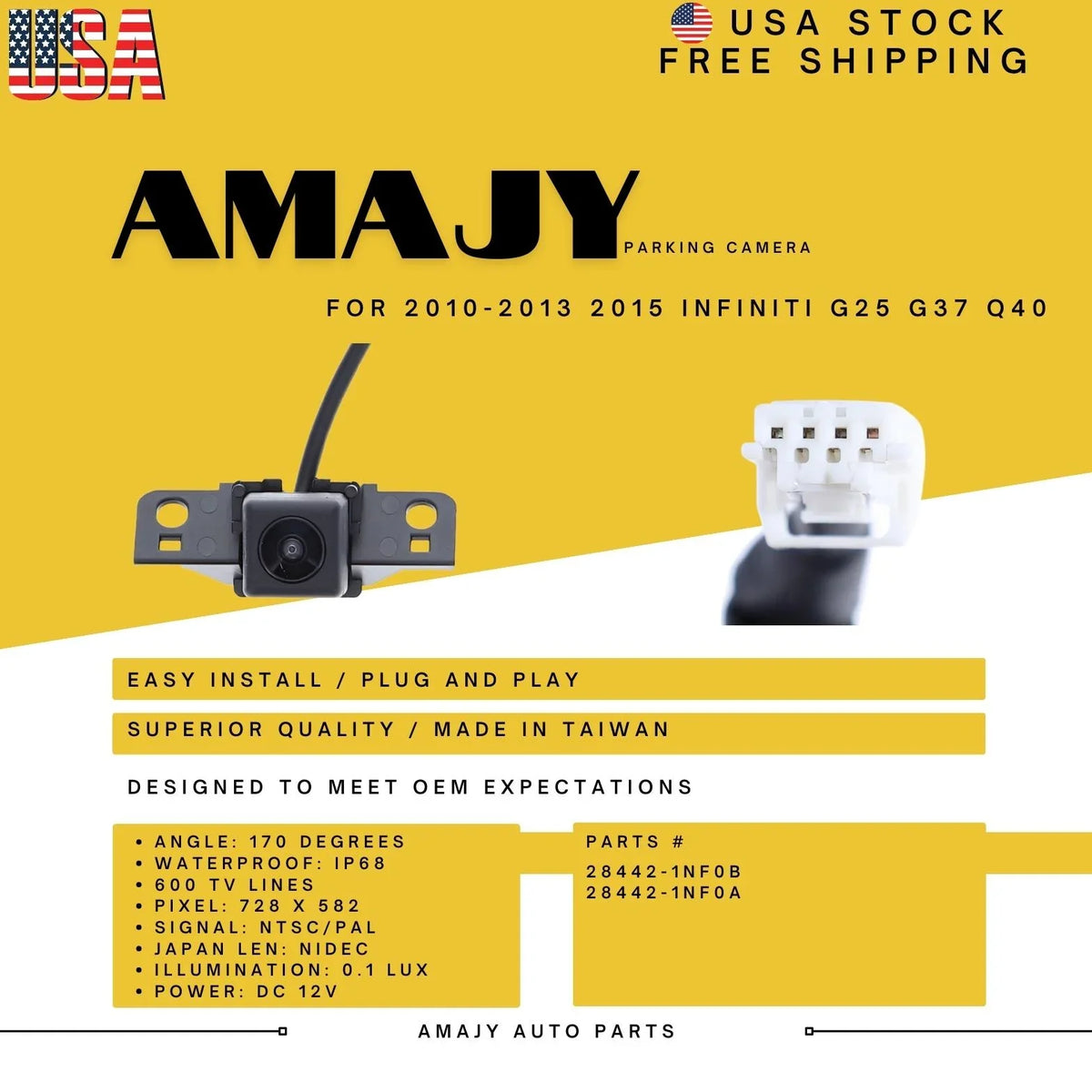 28442-1NF0A Backup Infiniti G25 Q40 for Replaces G37 28442-1NF0B 10-15 Camera