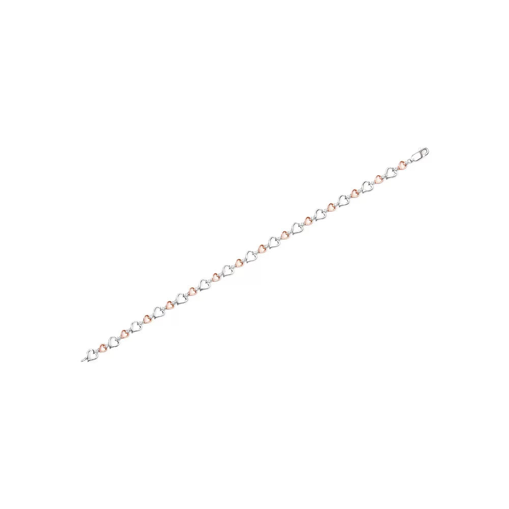 Sterling of - Heart Bracelet .925 Silver dimension Haus Clarity) Rose Lobster Color, Claw Clasp cut 1/4 14K Inches Diamond Cttw Round Brilliance (I-J I2-I3 Link Plated Womens Gold 7"