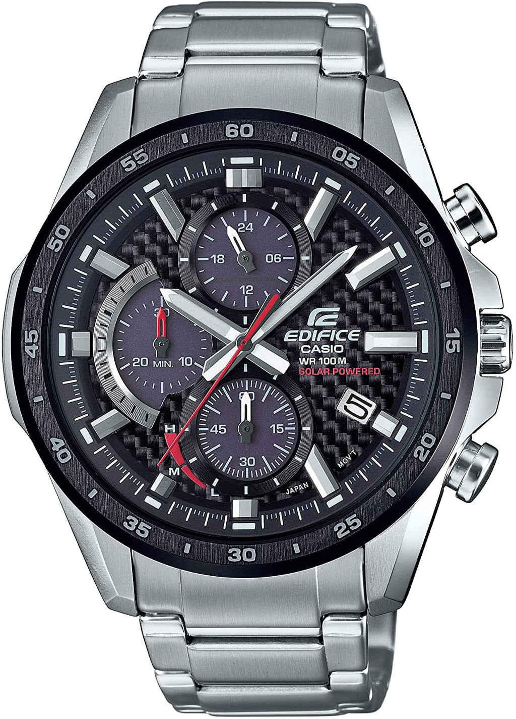 Chronograph Edifice Casio Watch Men's Steel Stainless Solar-Powered EQS-900DB-1AVCR