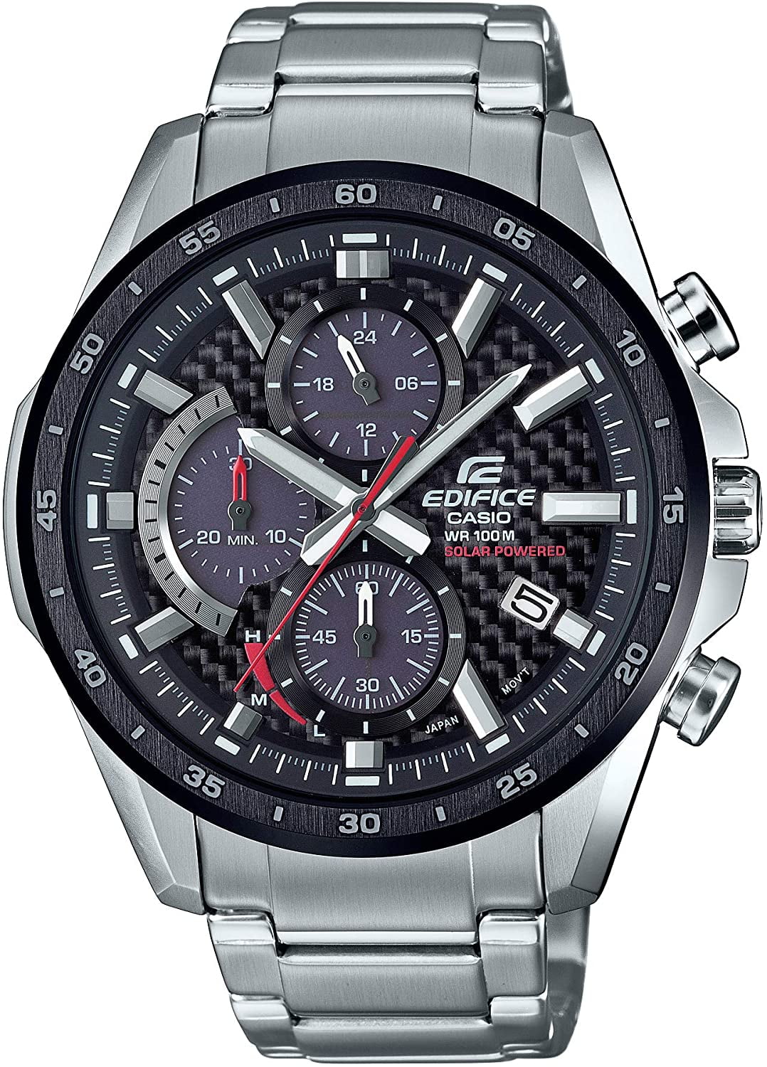 Chronograph Edifice Casio Watch Men's Steel Stainless Solar-Powered EQS-900DB-1AVCR