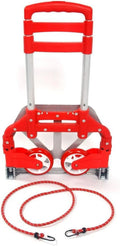 Trolley lbs Portable for (Red) Cart Dolly Truck,Hand Collapsible Hand (75kg) Auto, Home, 165.35 Luggage and Folding Use Aluminium Push Office,Travel