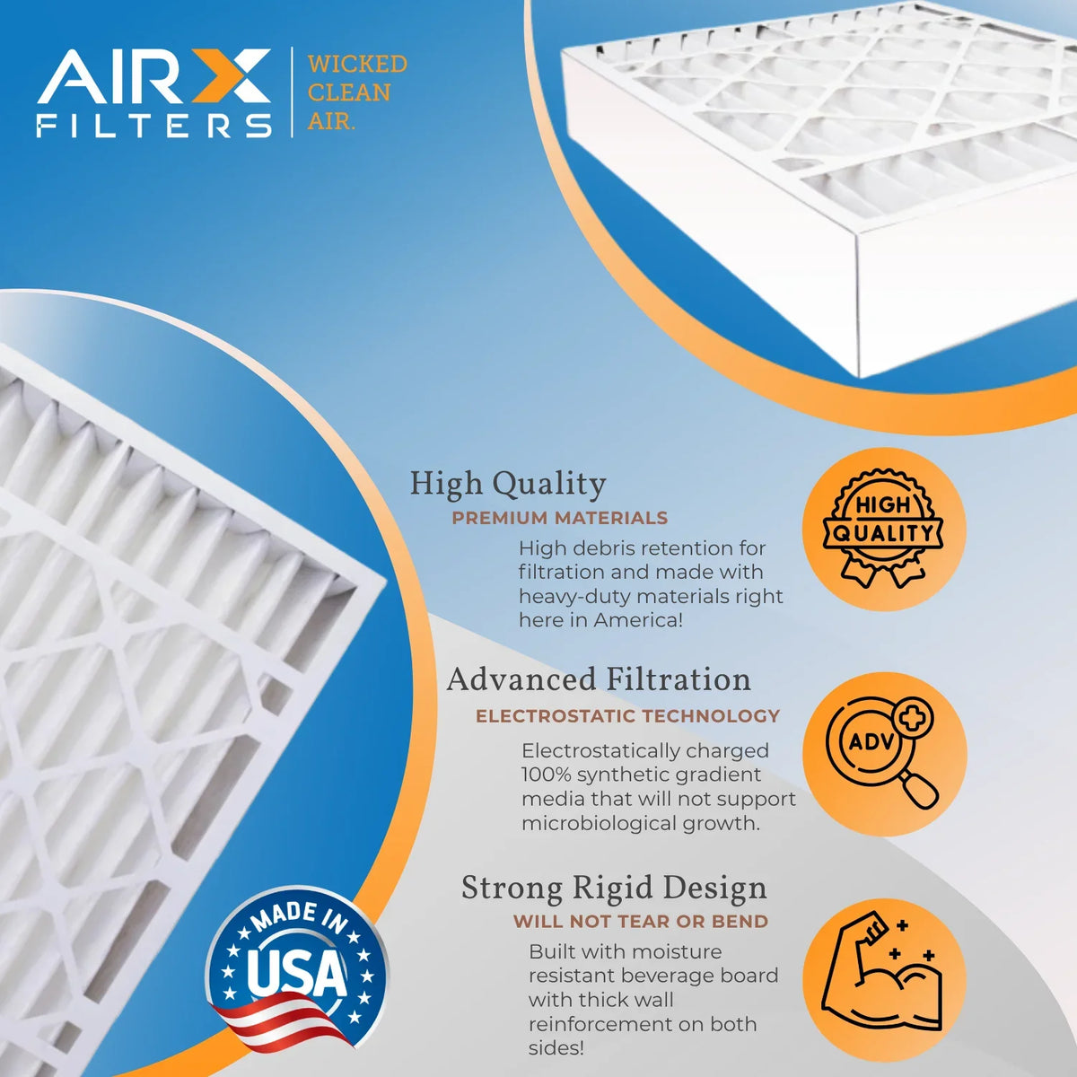 MPR 16x25x4 Air by CLEAN 11 & Filter Pack MPR FILTERS 16x25x4 Comparable 7 1000, to FPR TT-FM-1625 Furnace AIRX TopTech Compatible 2 Filter MERV Made AIR. WICKED 1200 USA with Premium