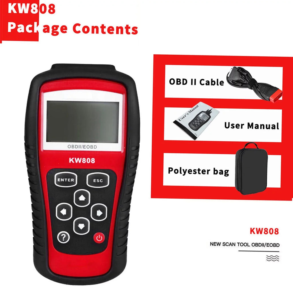 Scanner Decoder EOBD Code / Reader Detection OBDII and Auto OWSOO Cars KW808