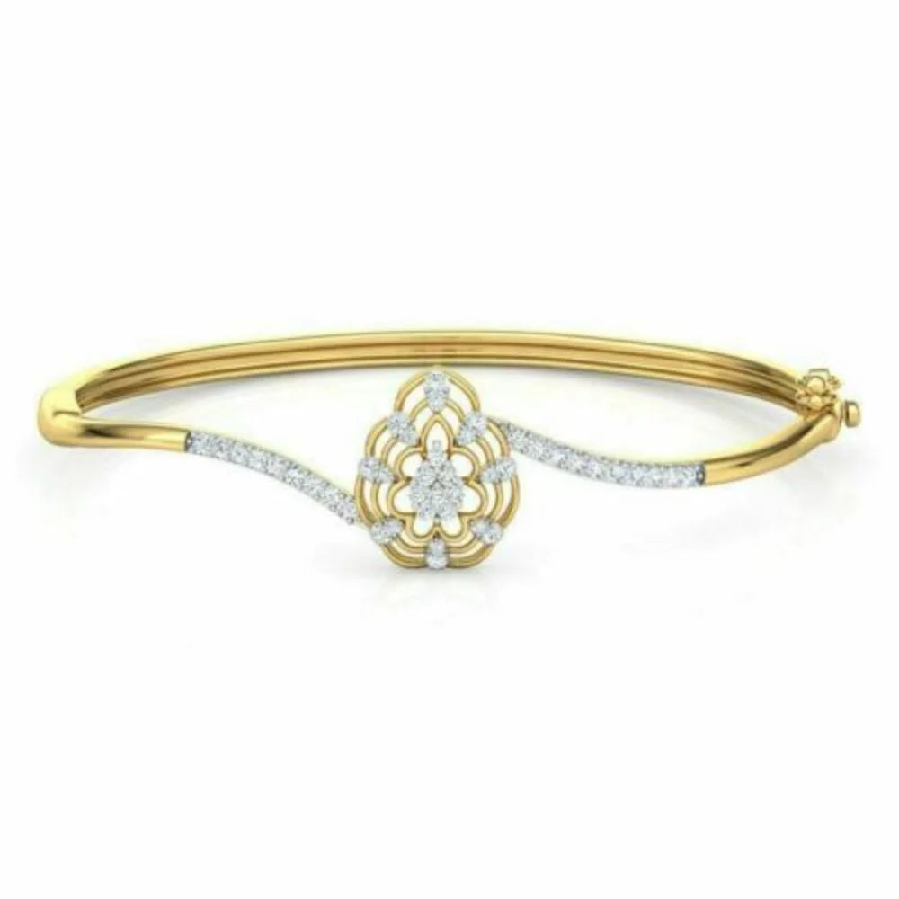 Bangle 0.66CT for K/L event for Gold Cut Diamond Women Real Round 14K Yellow Bracelet SI2 Special