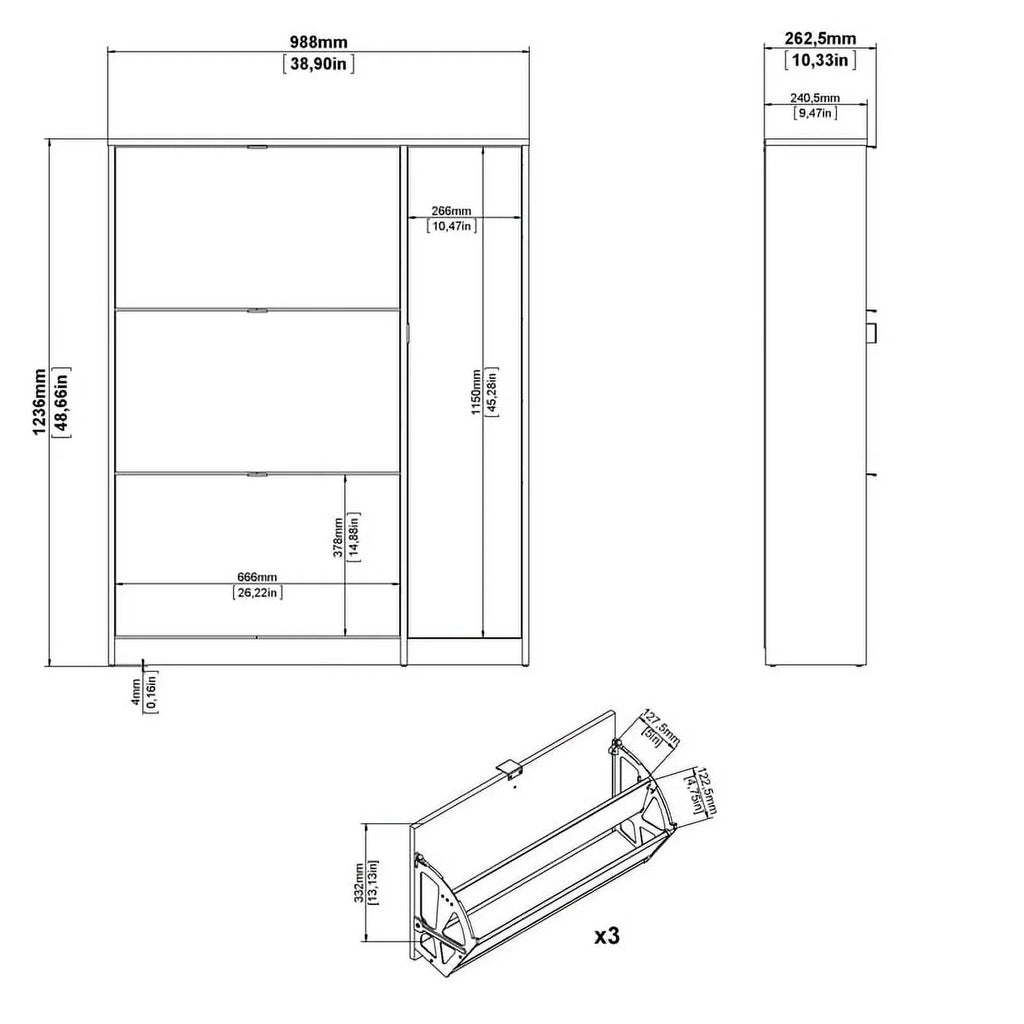 Oak-White & Door High with Gloss Shoe 3 Allora 2 in Drawer Cabinet Layers