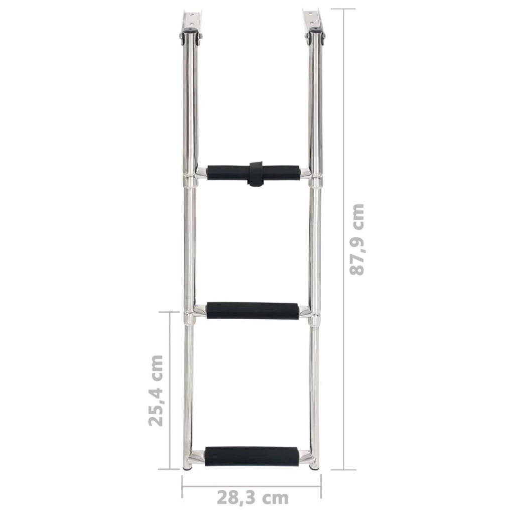 Non-Slip Folding Mounting Telescopic Boat Ladder Swimming Stainless Platform Ladder 3 Dcenta Pool, for and Steel Boarding