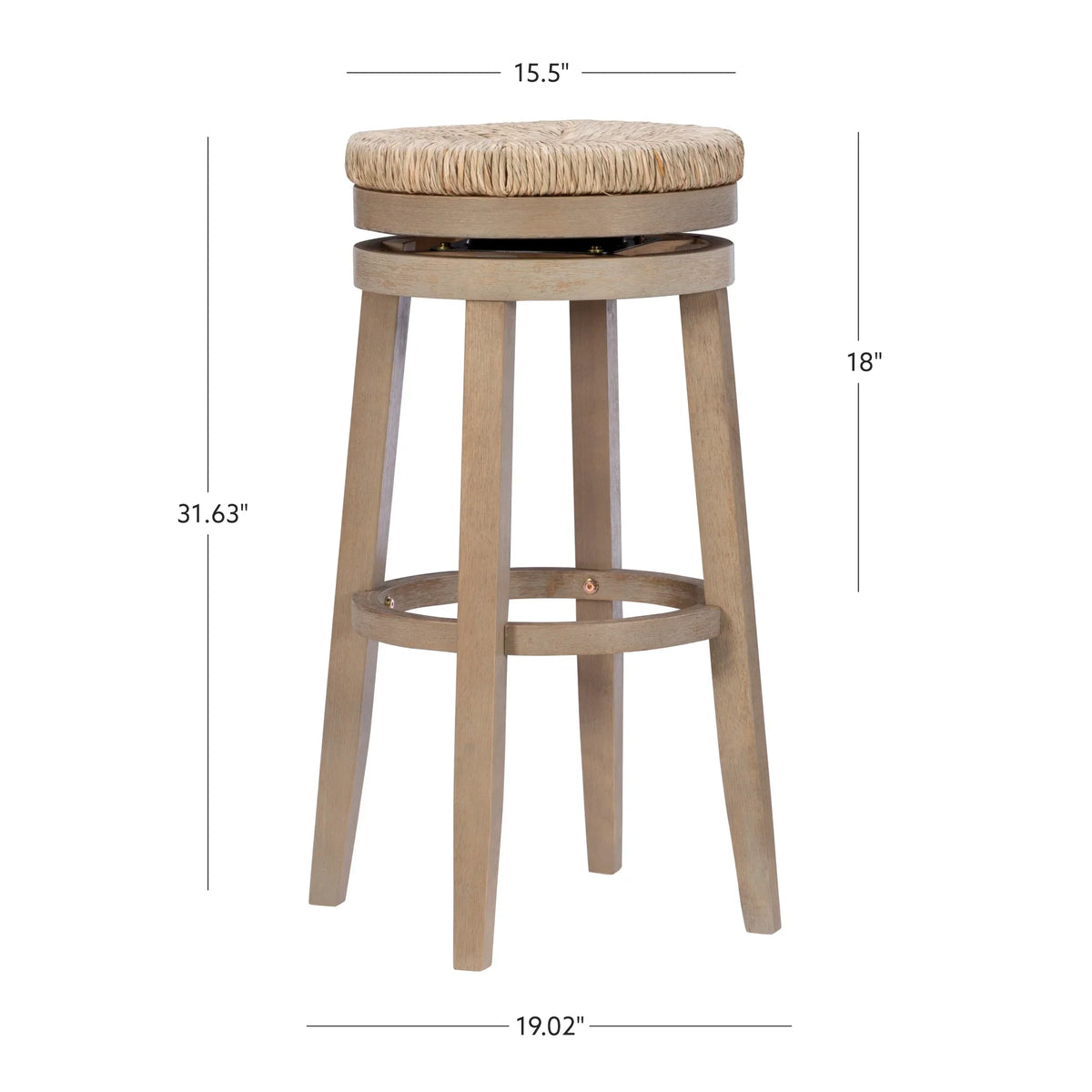 31.5" Natural Backless Natural Rush Swivel, with with Morgan Bar Stool