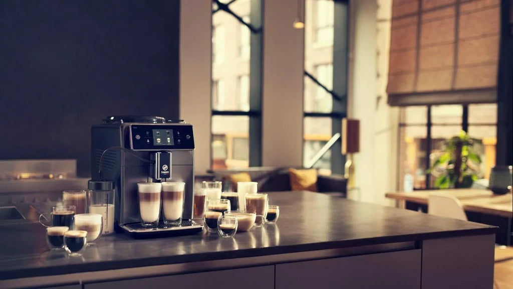 Xelsis Automatic Espresso Titanium Front Saeco Super SM7684/04 Machine, Metal