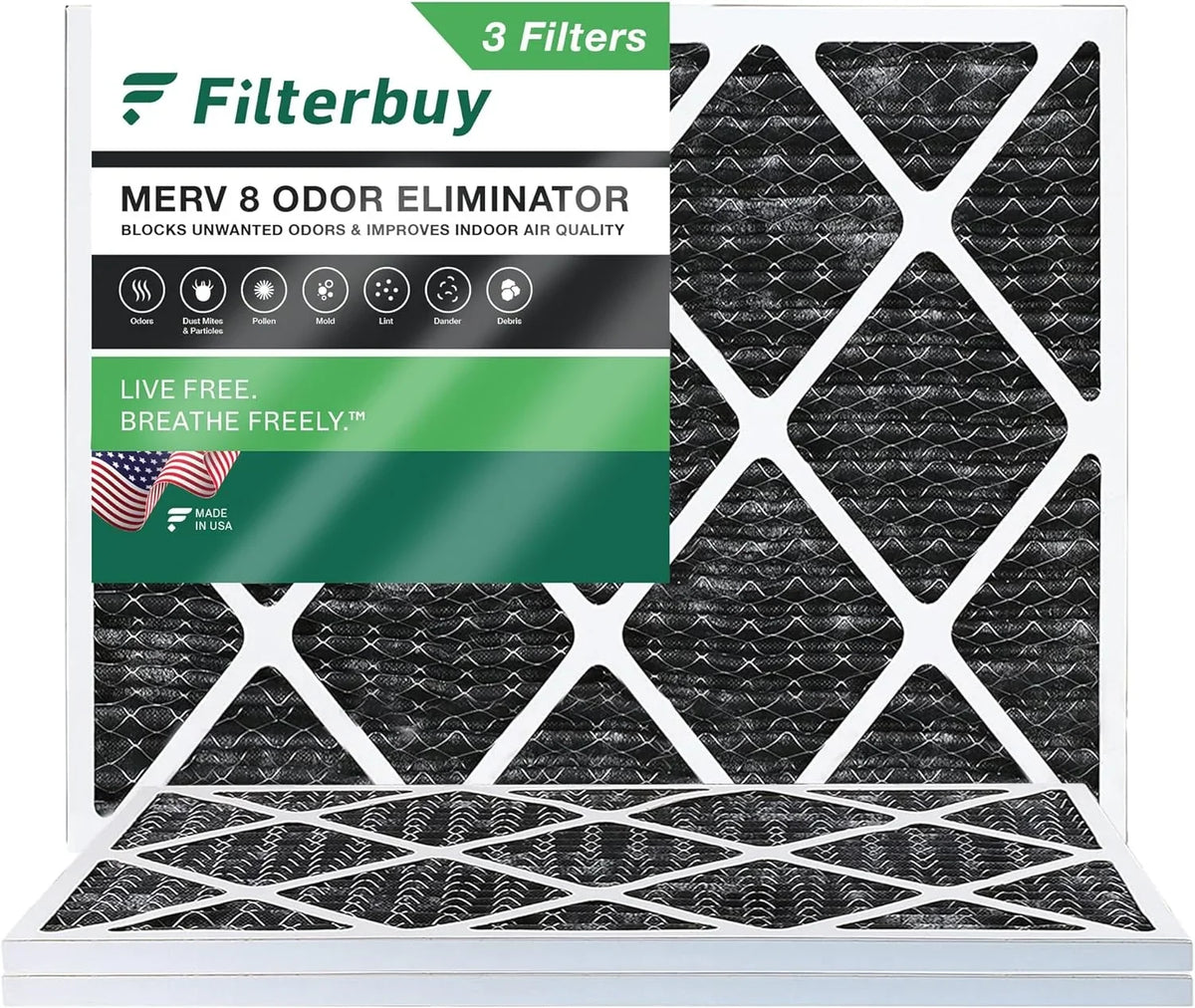 with Filters Pleated Activated AC Filterbuy Eliminator Furnace HVAC 8 (3-Pack) MERV Odor Carbon Air 20x23x1