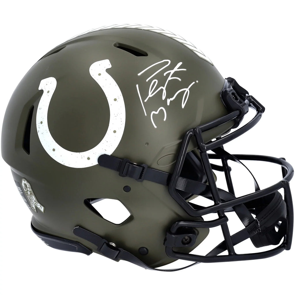 Autographed Indianapolis Manning 2022 Authentic Service Helmet Speed Salute to Colts Peyton Riddell