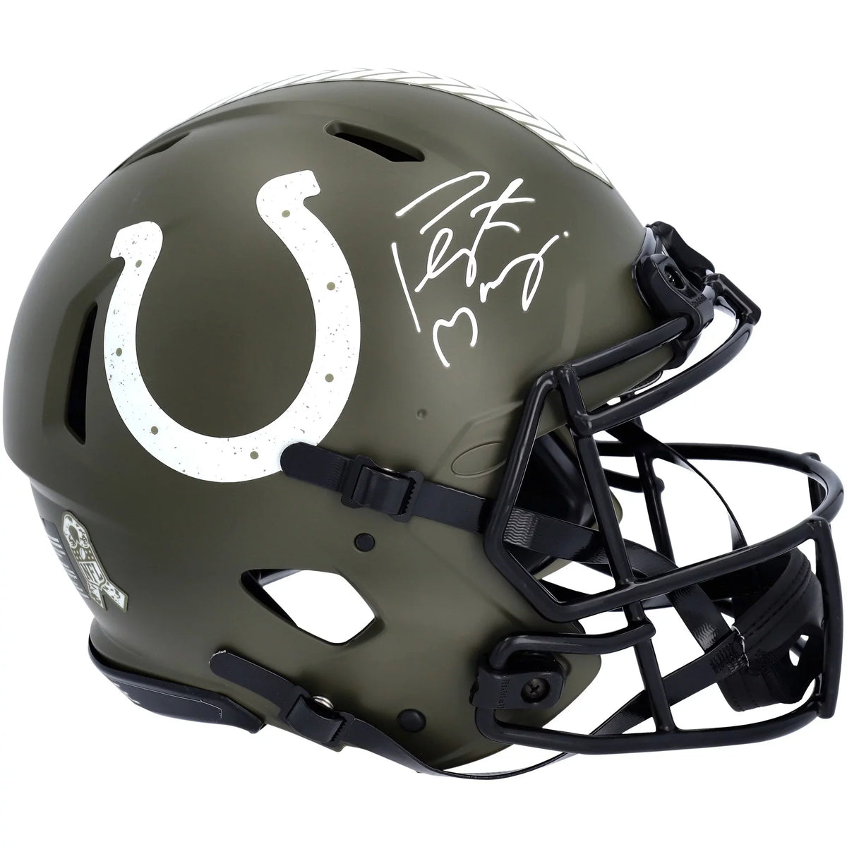Autographed Indianapolis Manning 2022 Authentic Service Helmet Speed Salute to Colts Peyton Riddell