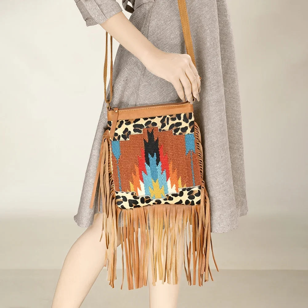 handbag Upcycled HOBO OHA116 Wool Leather OH Genuine purse women Hair-on western bag OHLAY
