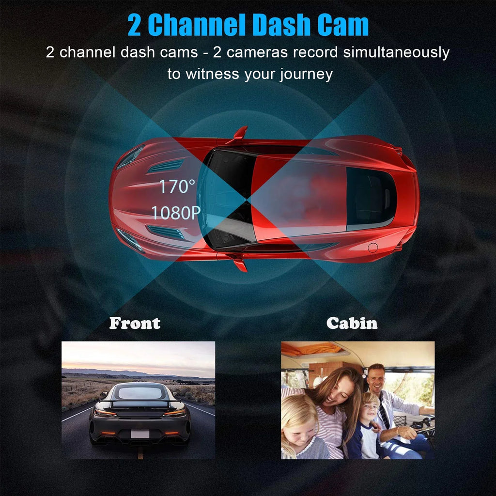 DVR Screen, 1080P Parking 2" 170° EEEKit Recorder Front Loop WDR, with G-Sensor, Dash with Monitor Dashboard Cam, Night Vision, Car Driving Car and IPS Car Inside Recording, Wide Camera Angle, Dual
